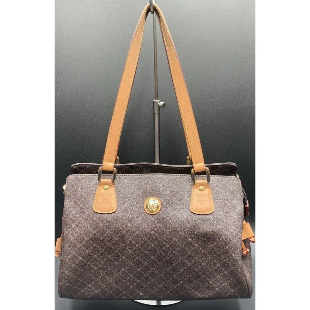 RIONI ITALY EUC BROWN EAST WEST SIGNATURE SHOULDER BAG